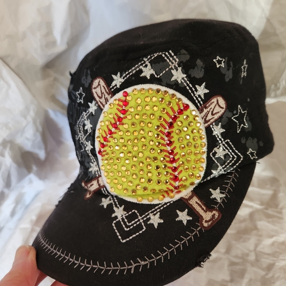 Distressed Bejeweled Embroidered "Leader" "L.O.G.A." champion softball hat. - Picture 8 of 10